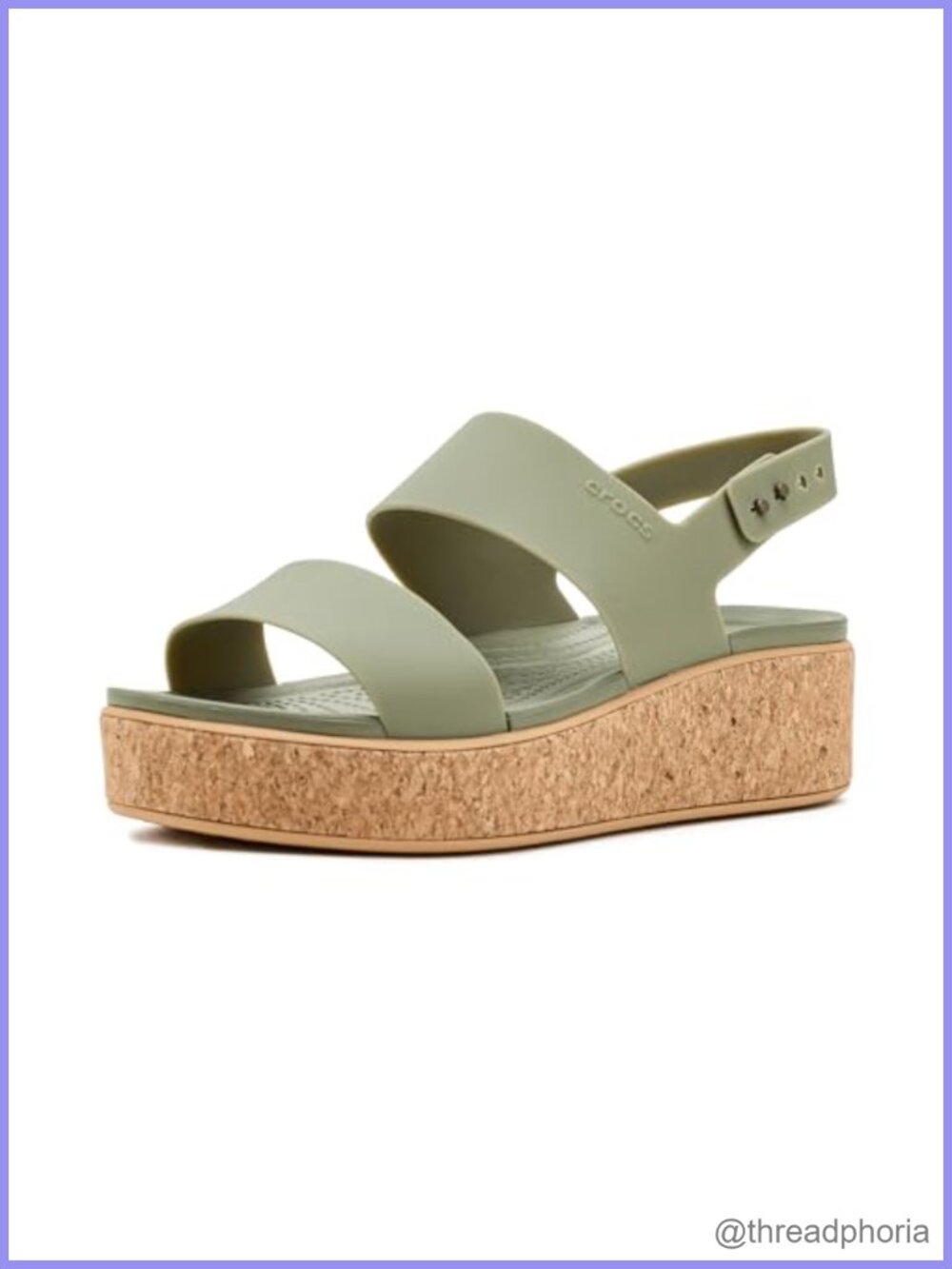 Crocs Brooklyn Cork Low Wedge Sandal Water Resistant EVA Two-Strap Buckle